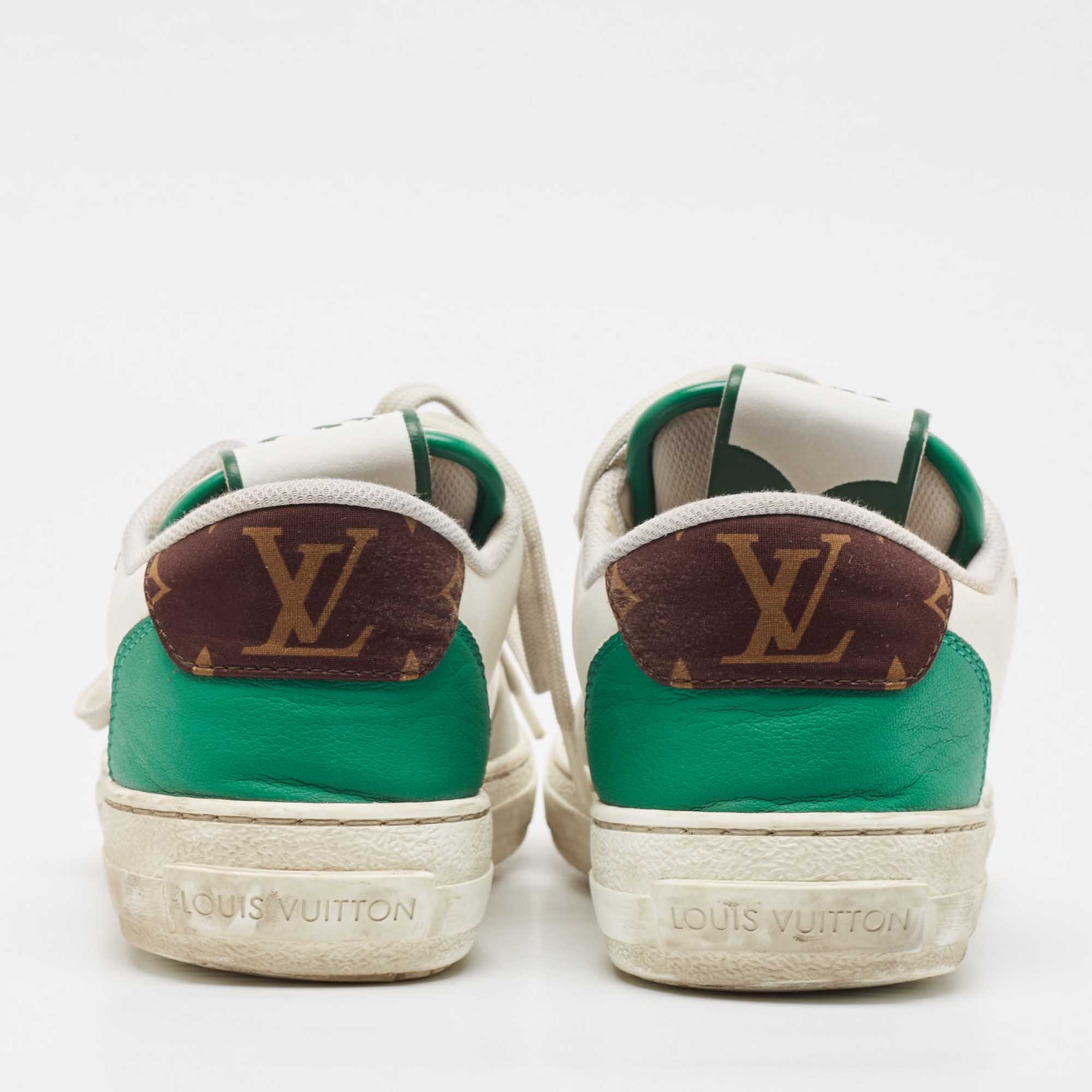 Louis Vuitton White/Green Leather Charlie Sneakers Size 38