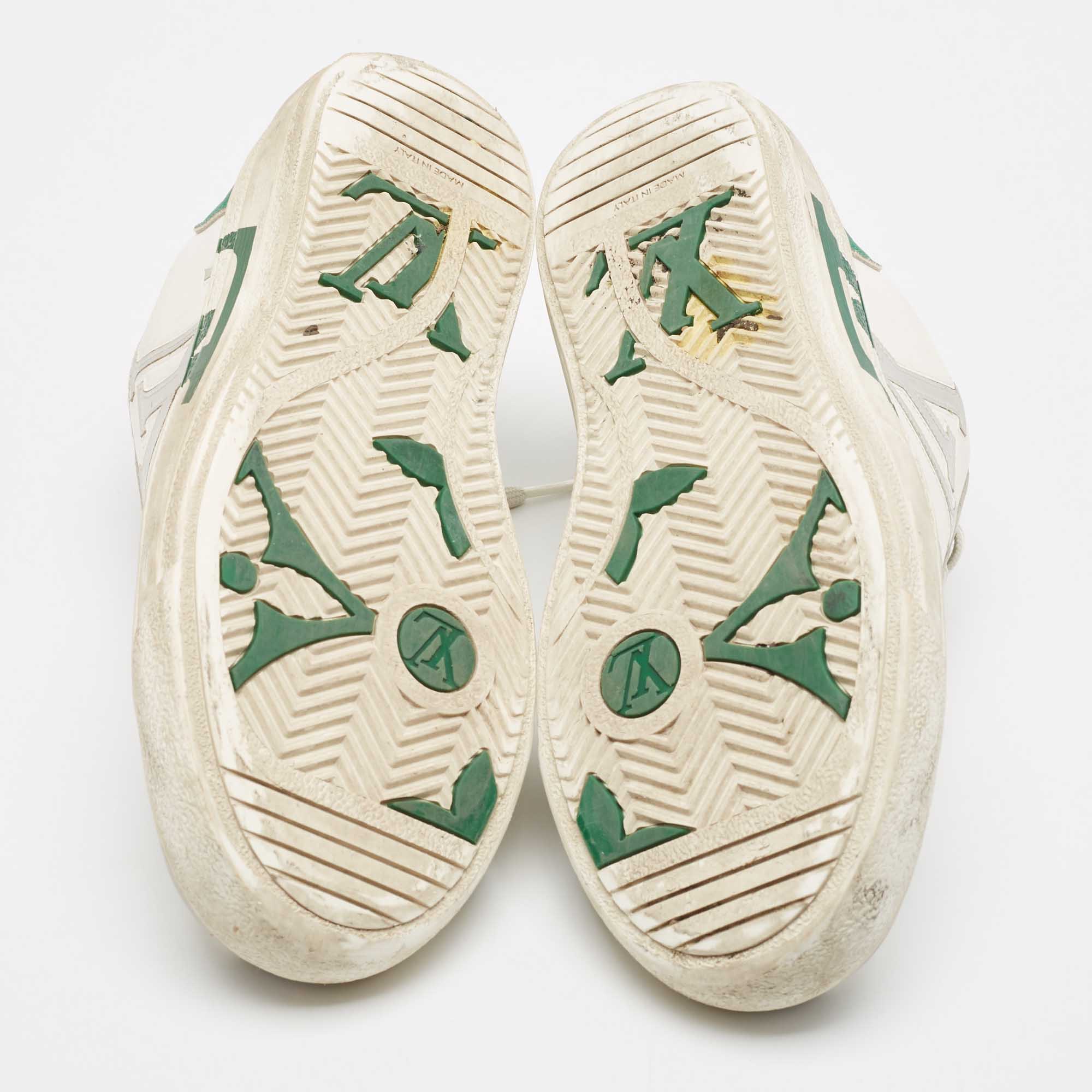 Louis Vuitton White/Green Leather Charlie Sneakers Size 38