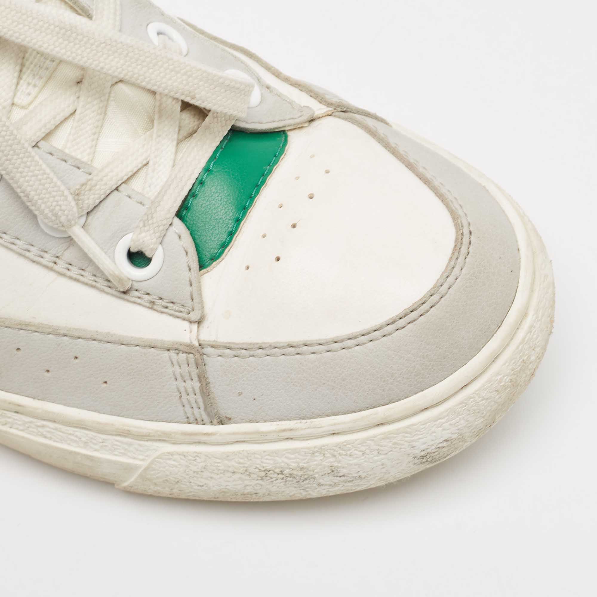 Louis Vuitton White/Green Leather Charlie Sneakers Size 38