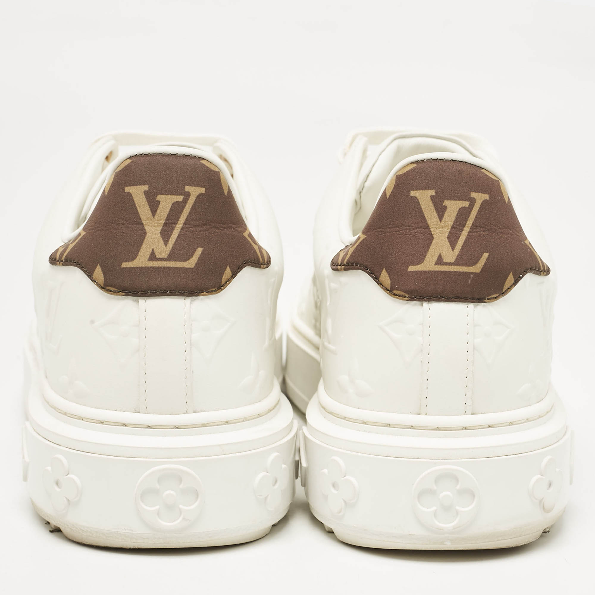 Louis Vuitton White Leather Time Out Lace Up Sneakers Size 39