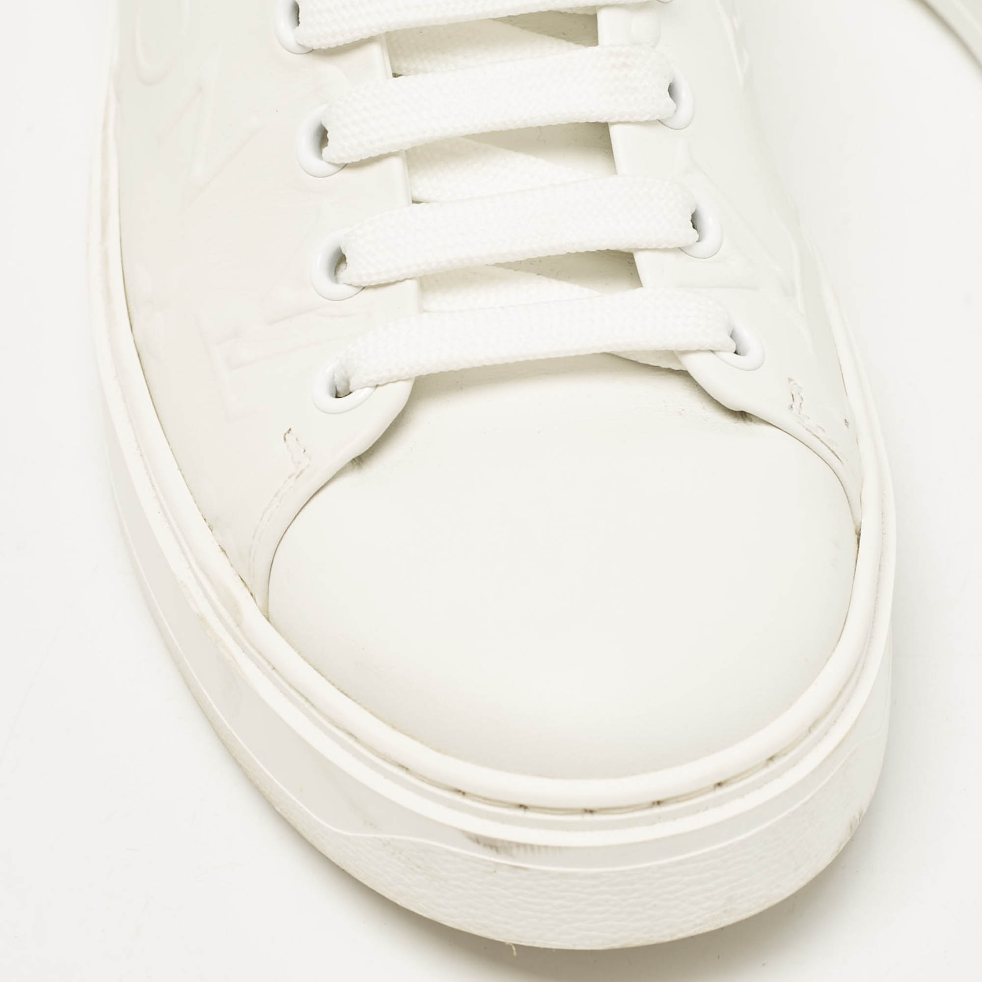 Louis Vuitton White Leather Time Out Lace Up Sneakers Size 39