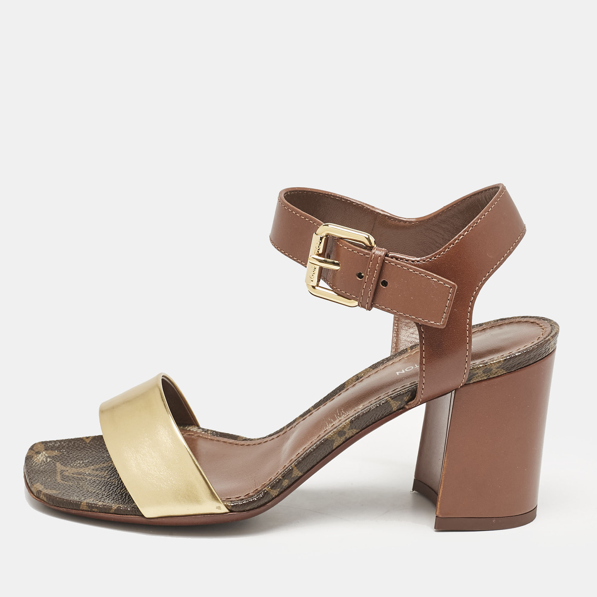 Louis Vuitton Brown/Gold Leather Bloom Ankle Strap Sandals Size
Louis Vuitton Brown/Gold Leather Bloom Ankle Strap Sandals Size