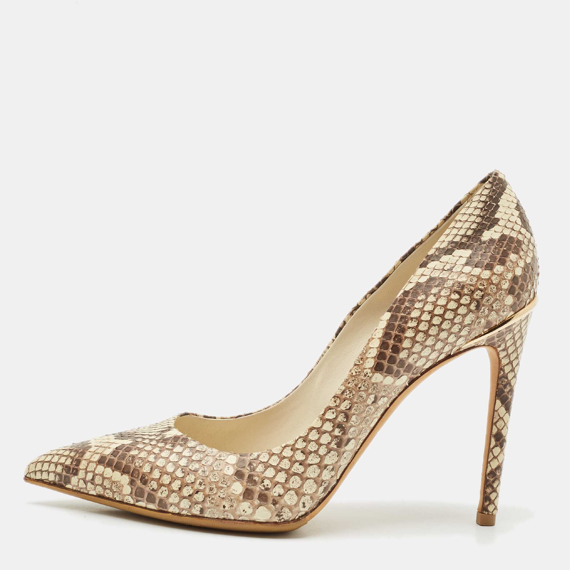 Louis Vuitton Brown/Cream Python Leather Eyeline Pointed Toe Pumps Size
Louis Vuitton Brown/Cream Python Leather Eyeline Pointed Toe Pumps Size