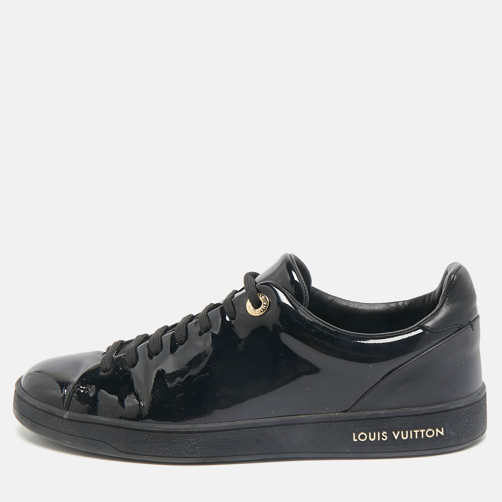 Louis Vuitton Black Patent Leather Frontrow Low Top Sneakers Size 38
Louis Vuitton Black Patent Leather Frontrow Low Top Sneakers Size 38