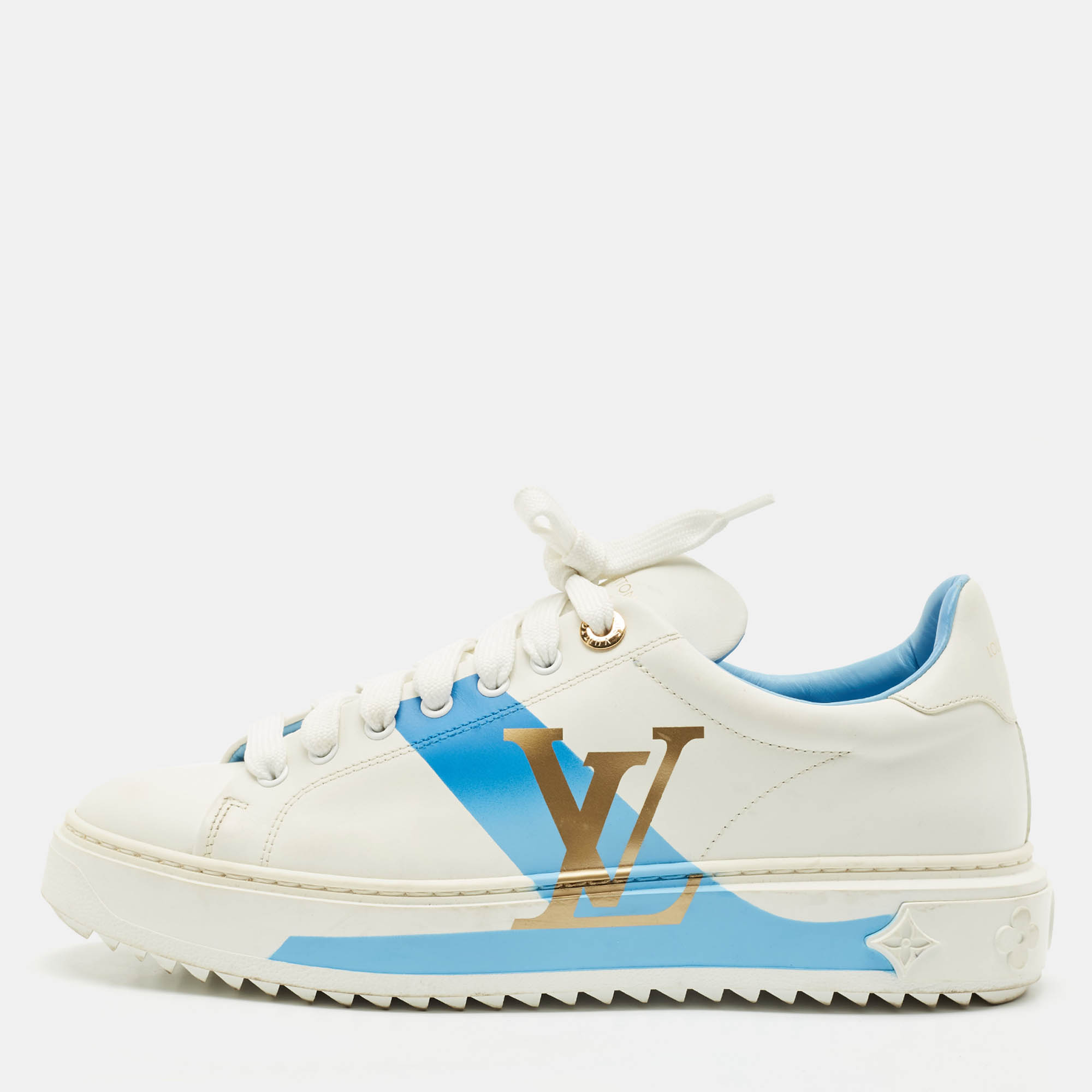 Louis Vuitton White/Blue Leather Time Out Low Top Sneakers Size
Louis Vuitton White/Blue Leather Time Out Low Top Sneakers Size