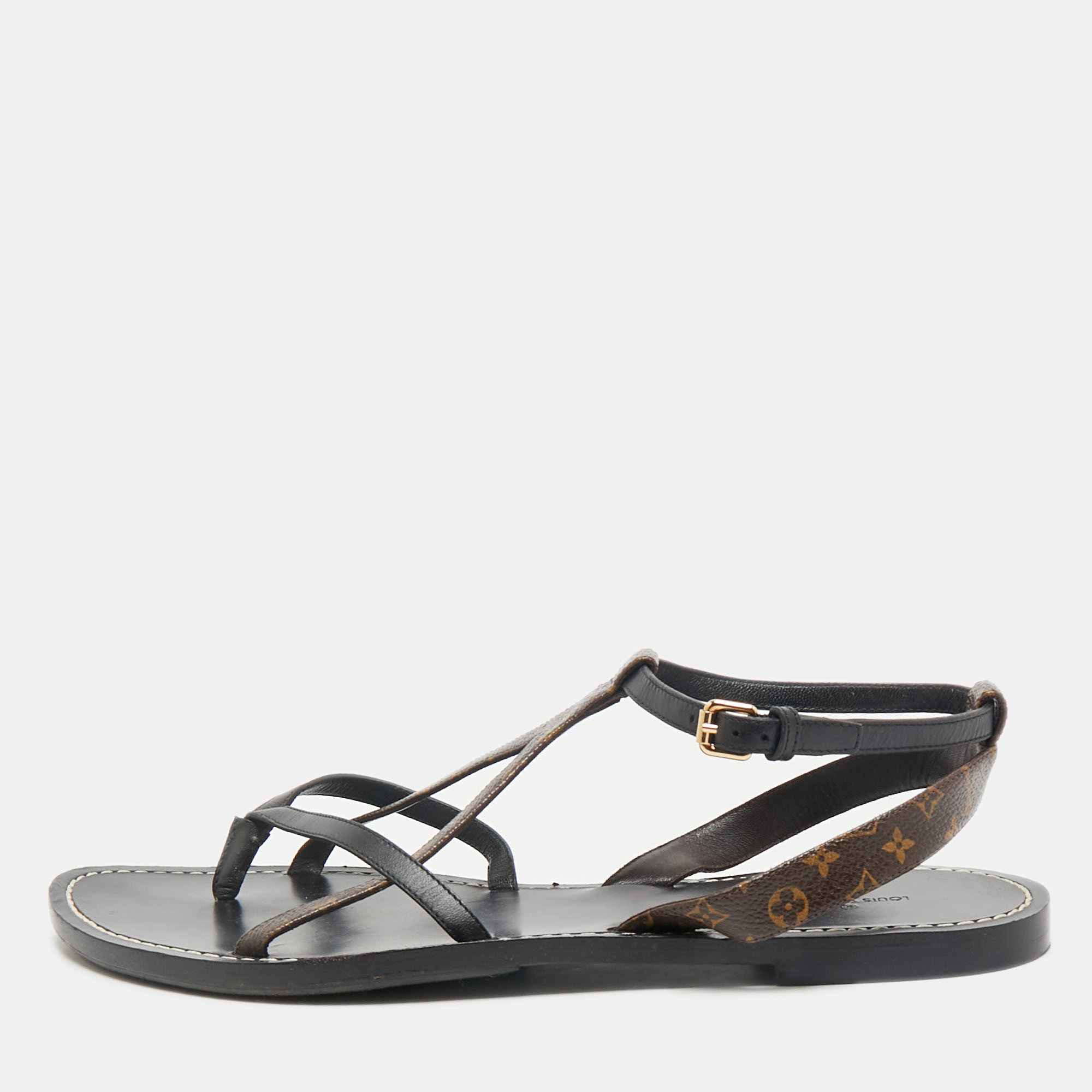 Louis Vuitton Black Leather and Monogram Canvas Strappy Flat Sandals Size
Louis Vuitton Black Leather and Monogram Canvas Strappy Flat Sandals Size