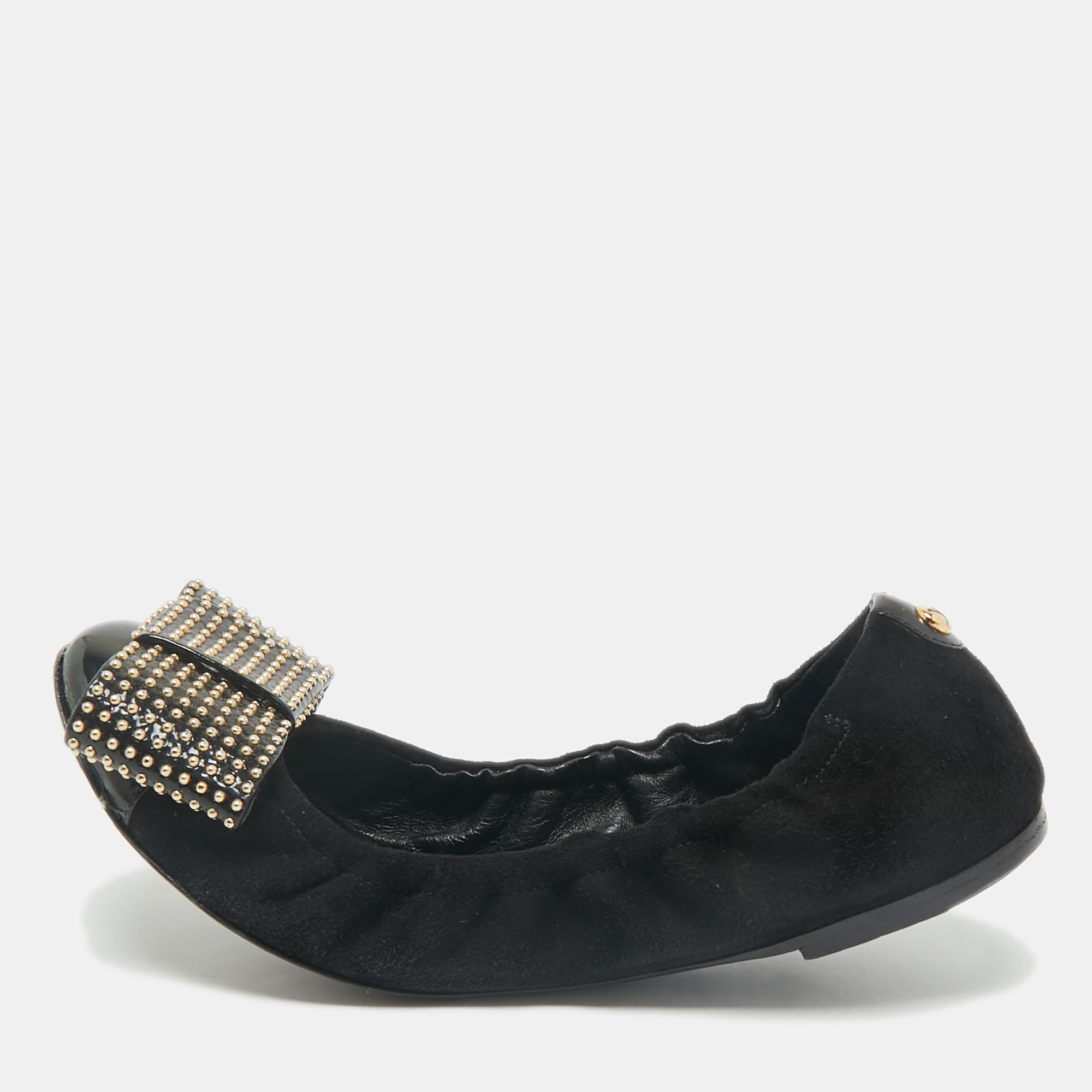 Louis Vuitton Black Suede and Patent Leather Mimi Studded Bow Scrunch Ballet Flats Size
Louis Vuitton Black Suede and Patent Leather Mimi Studded Bow Scrunch Ballet Flats Size
