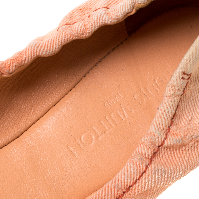 Louis Vuitton Two Tone Denim Buckle Scrunch Ballet Flats Size 37.5