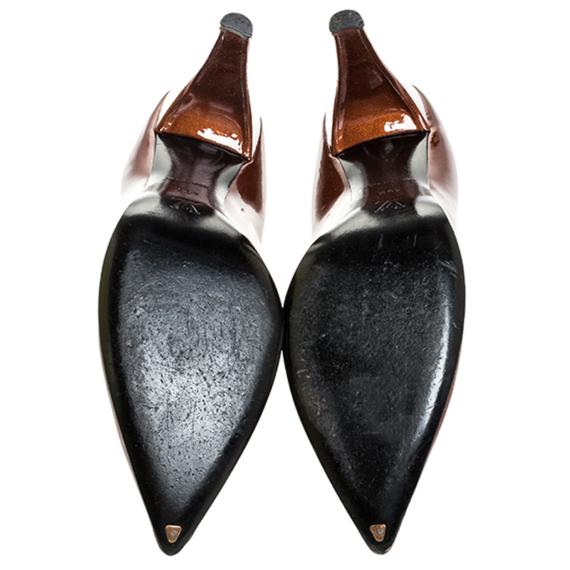 Louis Vuitton Bronze Patent Leather Pointed Toe Pumps Size 40.5