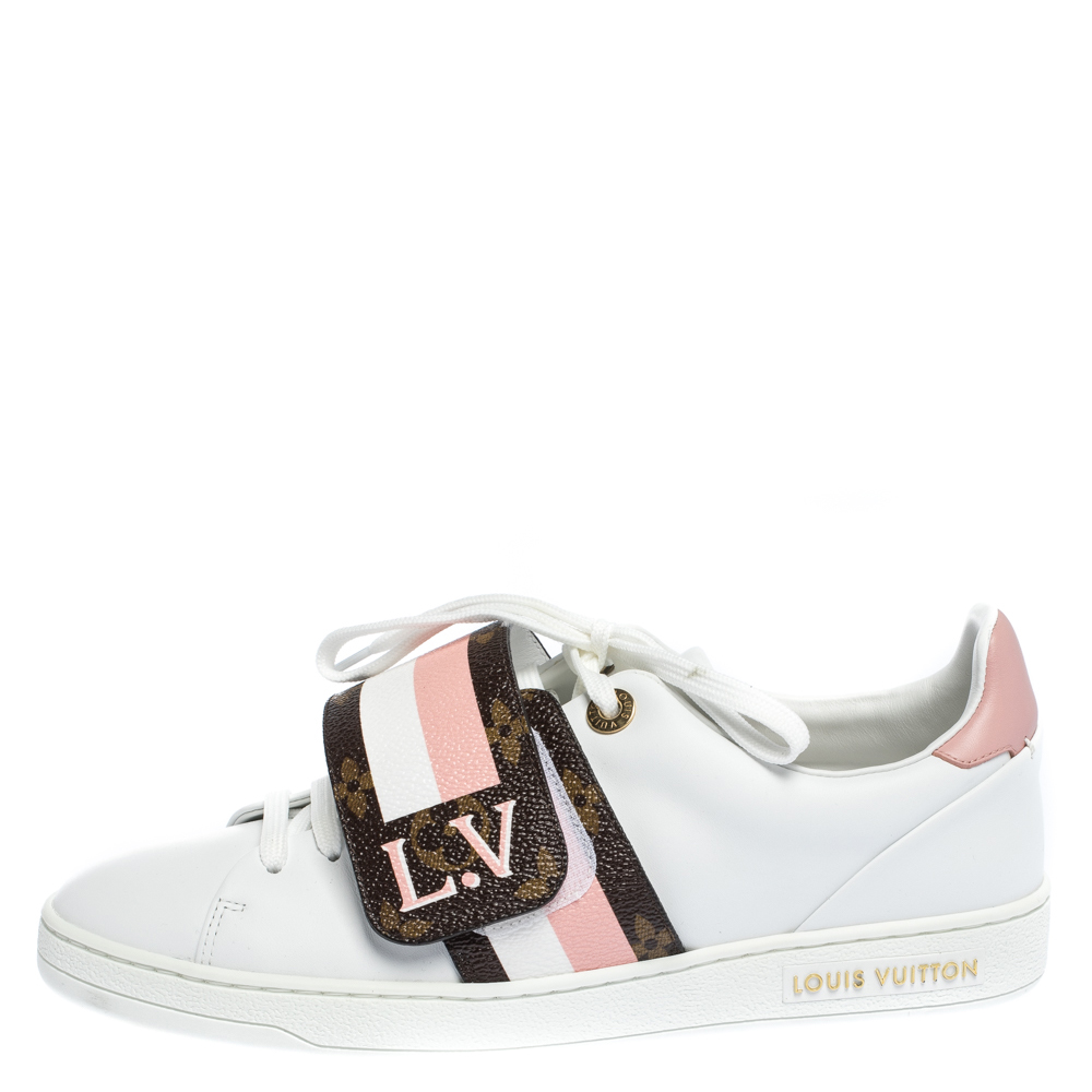 Louis Vuitton White Leather and Monogram Canvas Frontrow Low Top Sneakers Size
Louis Vuitton White Leather and Monogram Canvas Frontrow Low Top Sneakers Size