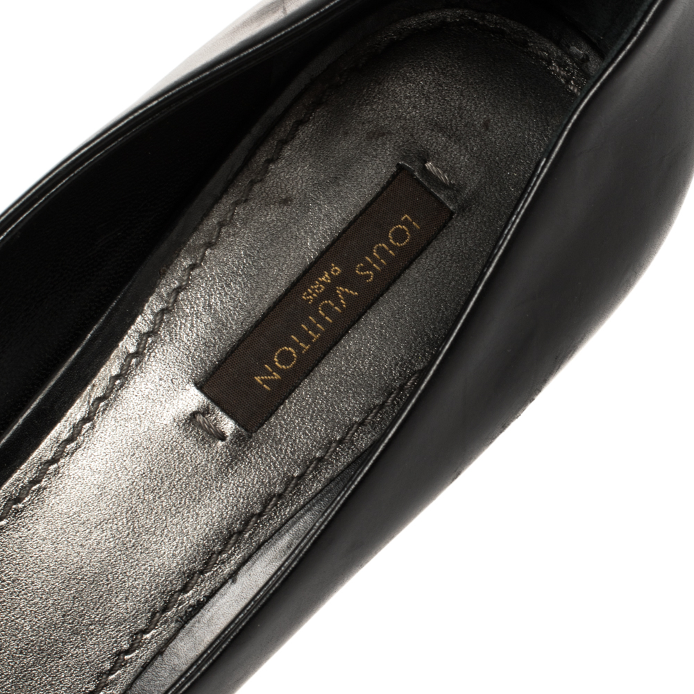 Louis Vuitton Black Leather Peep Toe Pumps Size 38.5