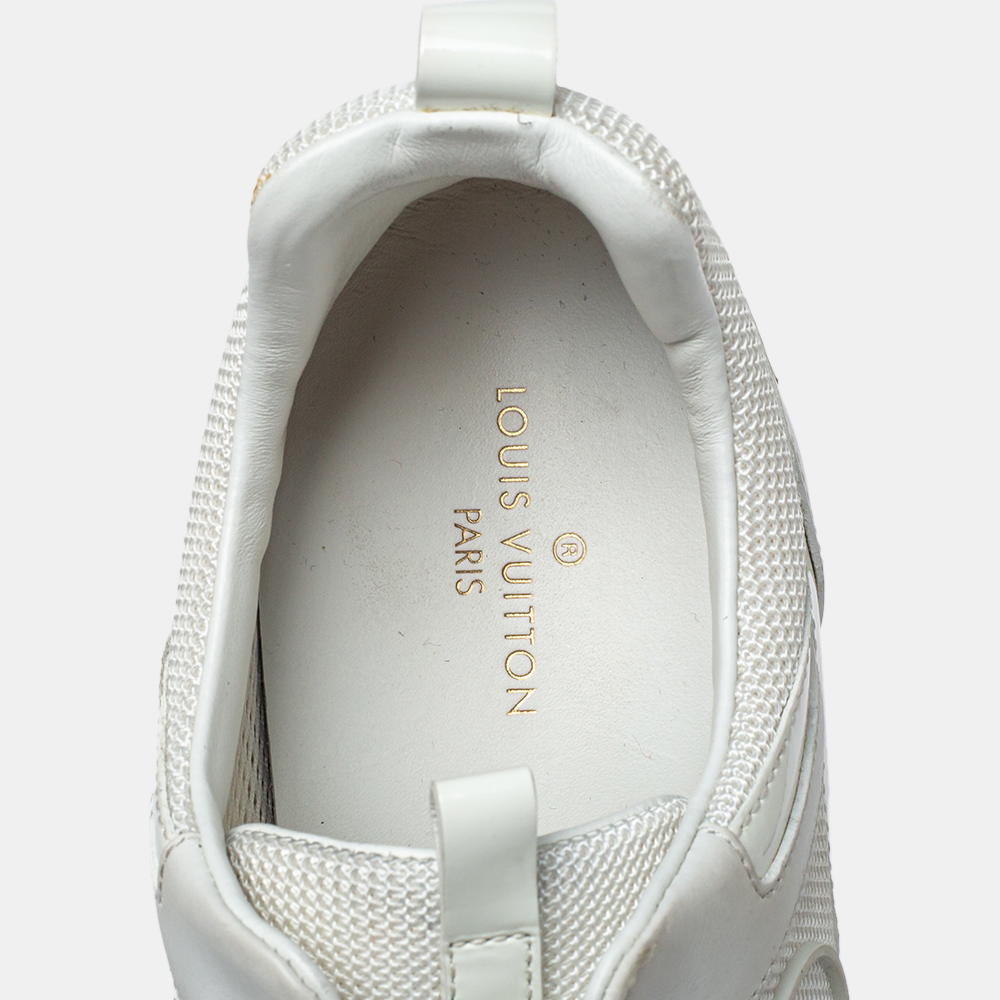 Louis Vuitton White Mesh And Leather Run Away Low Top Sneakers Size 38.5