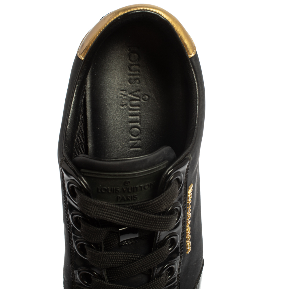 Louis Vuitton Black/Gold  Nylon And Leather Low Top Sneakers Size 36.5