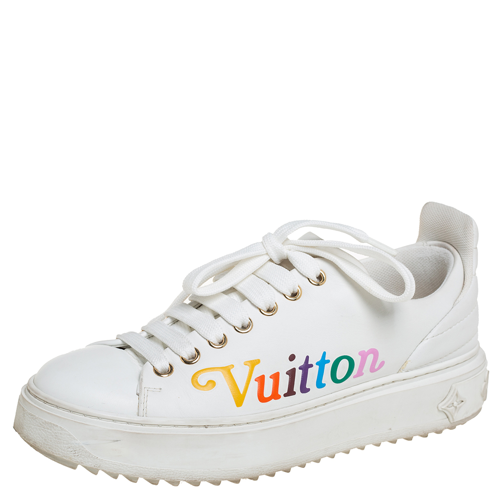Louis Vuitton White Leather Time Out Sneakers Size 36
