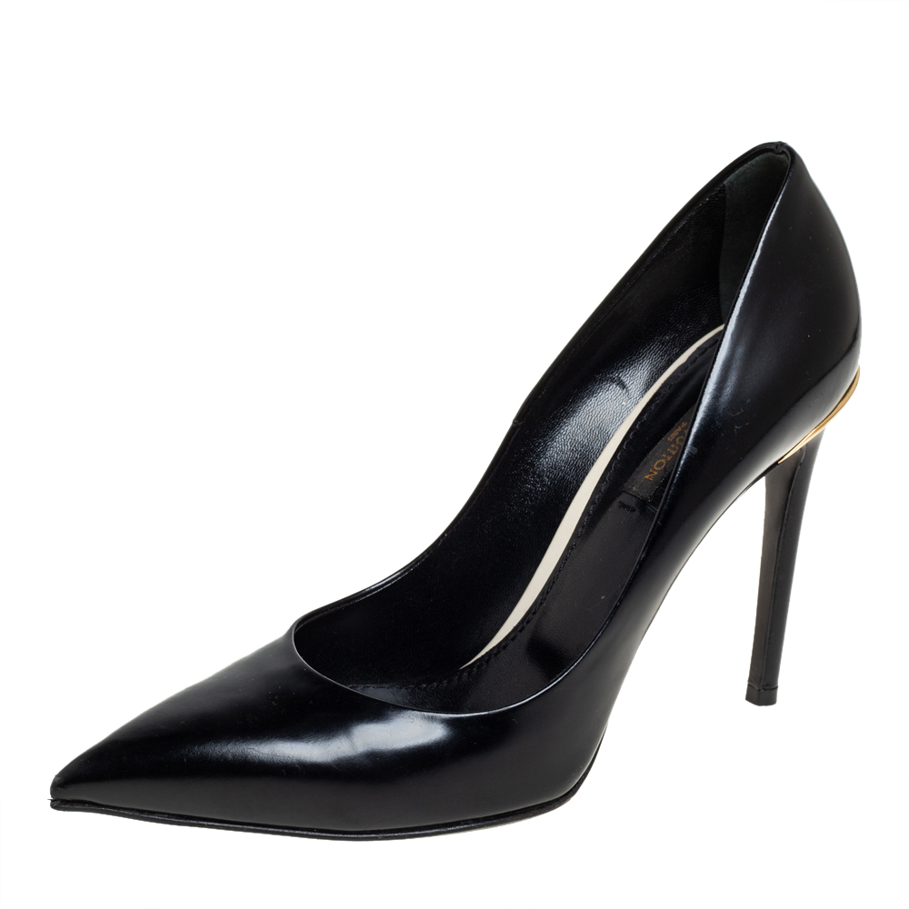 Louis Vuitton Black Leather Eyeline Pointed Toe Pumps Size 38