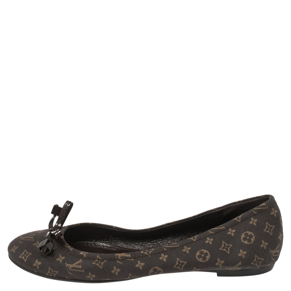 Louis Vuitton Brown Monogram Mini Lin Canvas Debbie Ballet Flats Size 36.5