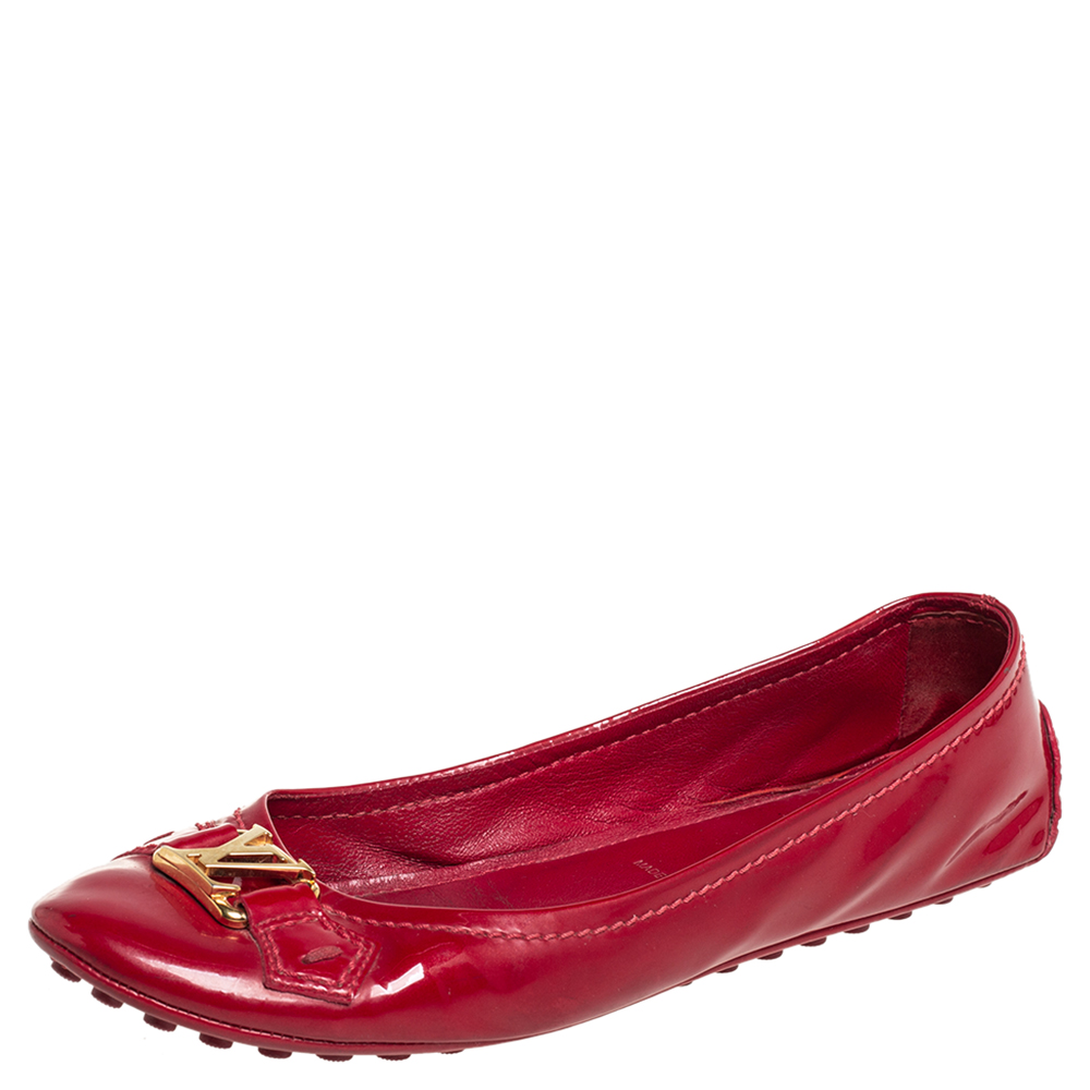 Louis Vuitton Red Patent Leather Ballerina Flats Size 37