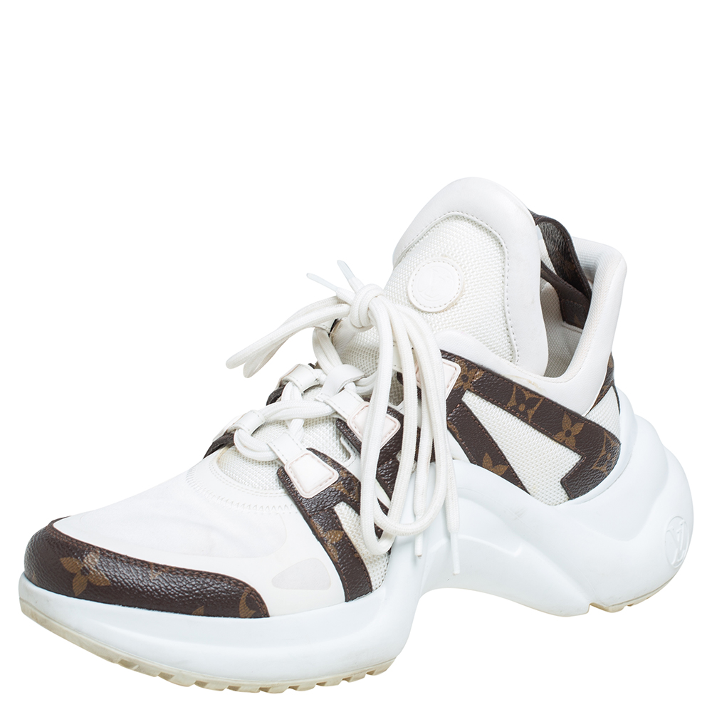 Louis Vuitton White Monogram Coated Canvas and Leather Archlight Sneakers Size 40