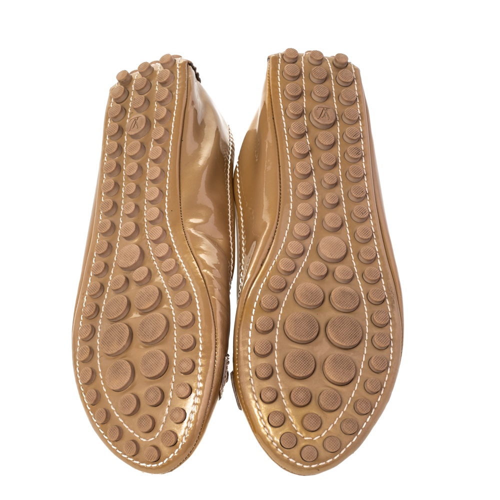 Louis Vuitton Gold Patent Leather Ballet Flats Size 36