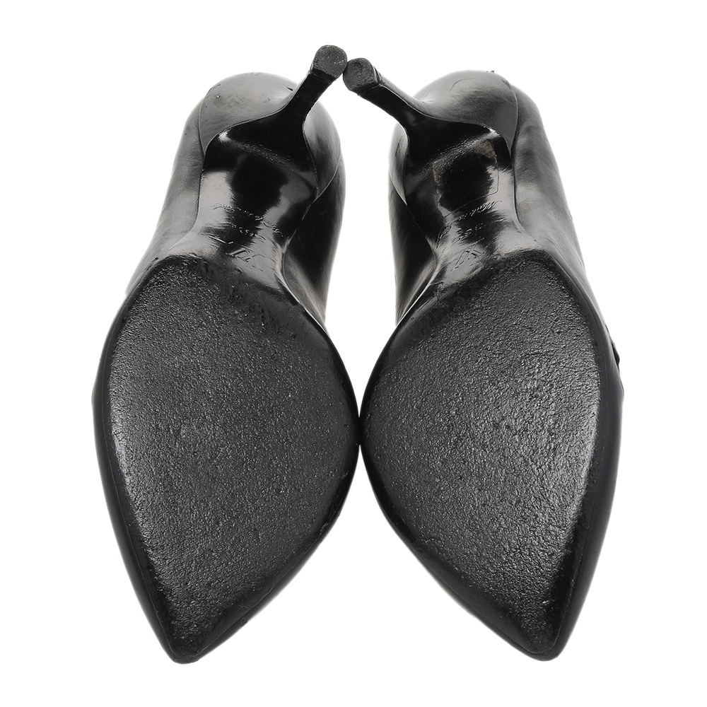 Louis Vuitton Black Laser Cut Leather Pointed Toe Pumps Size 36.5