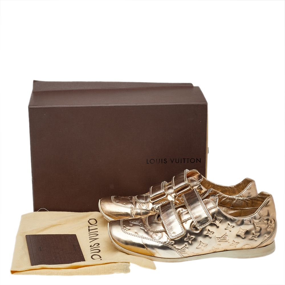 Louis Vuitton Metallic Gold Monogram Empreinte Leather Low Top Sneakers Size 38.5
