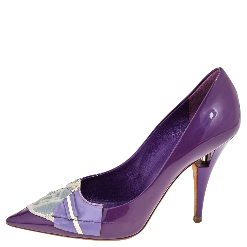 Louis Vuitton Purple Patent Riviera Pumps Size 39.5