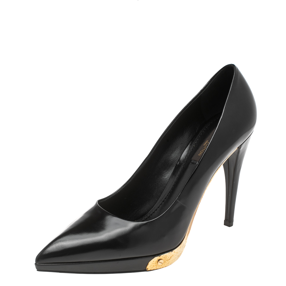 Louis vuitton black leather eyeline pointed toe pumps size 39
