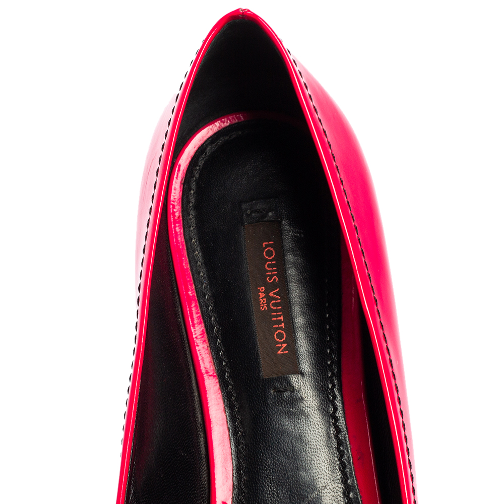 Louis Vuitton Pink Patent Leather Stephen Sprouse Rose Pointed Toe Flat Pumps Size 37