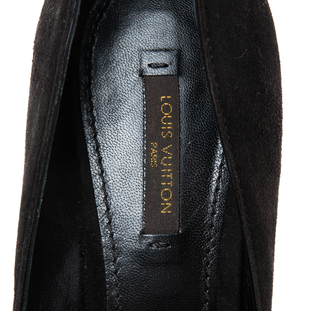 Louis Vuitton Black Suede Crisscross Peep-Toe Pumps Size 39