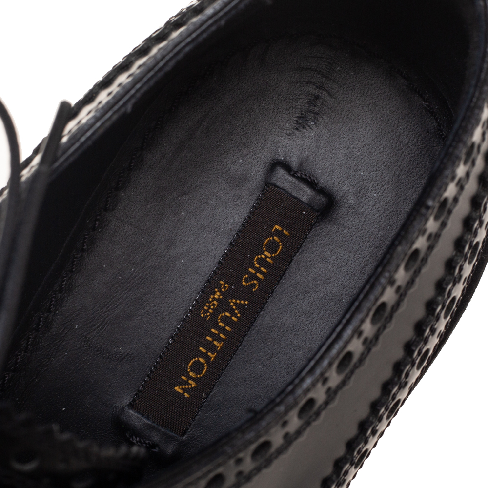 Louis Vuitton Black Brogue Leather Lace Up Derby Size 37.5