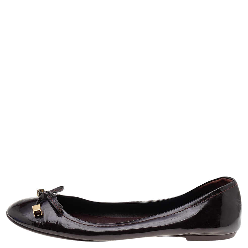 Louis Vuitton Amarante Patent Leather Ballet Flats Size 40.5