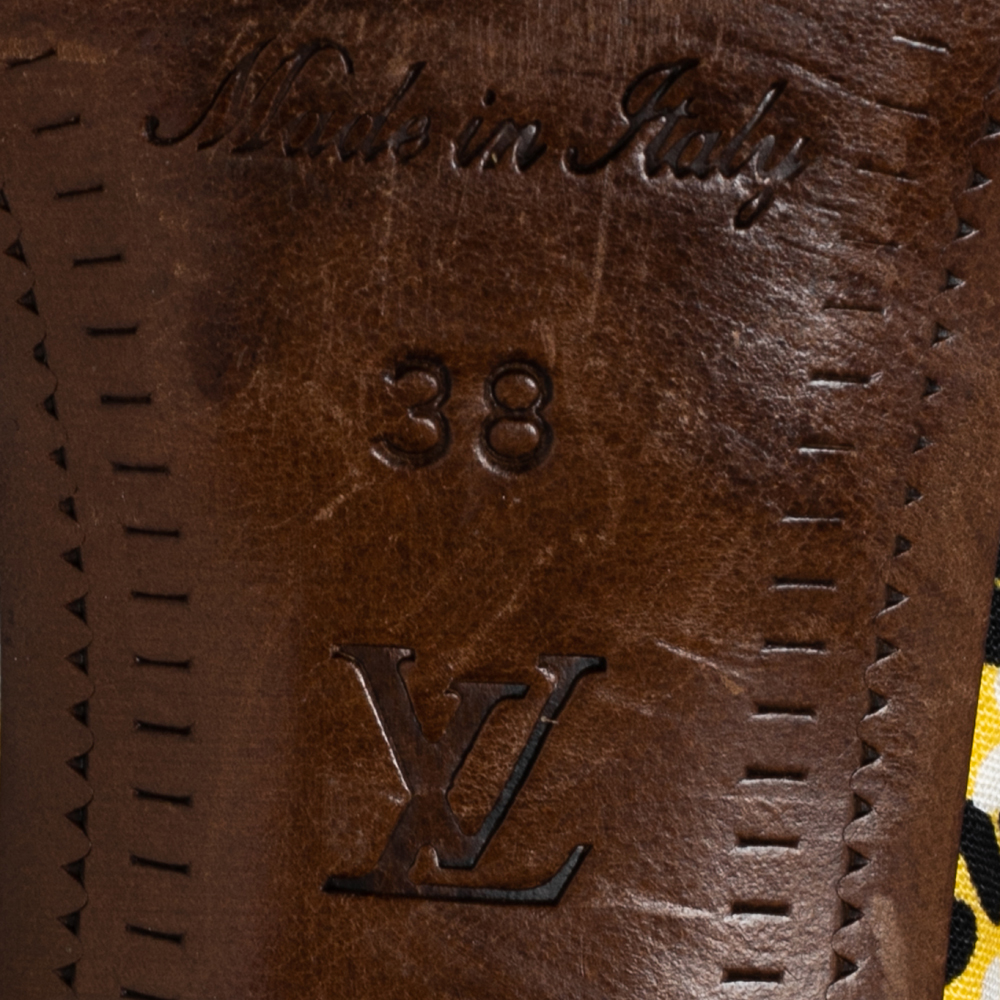Louis Vuitton Multicolor Canvas And Leather Flower Fields Sandals Size 38