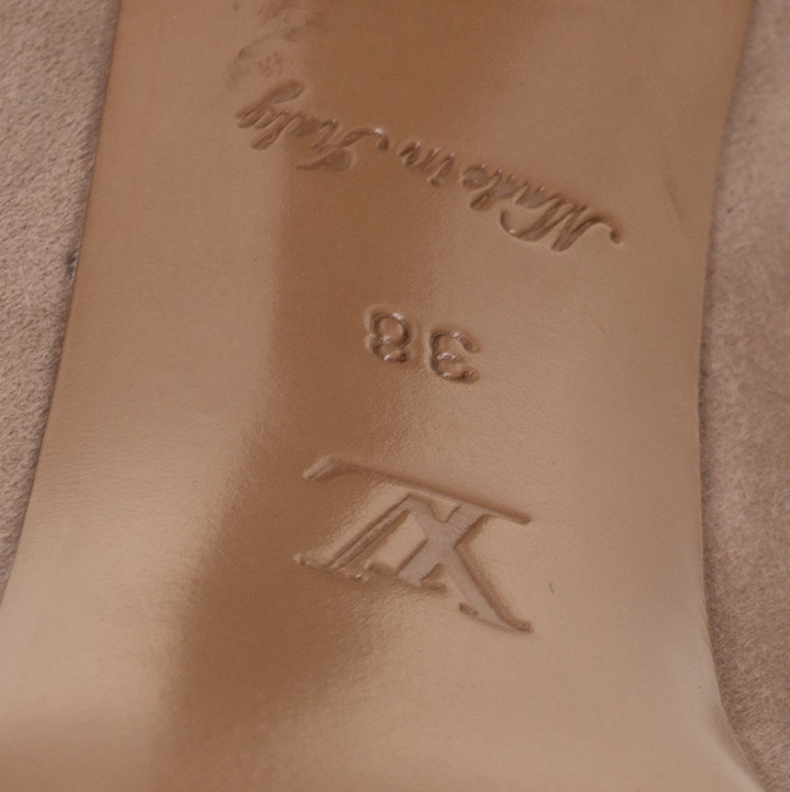 Louis Vuitton Dark Beige Suede Criss Cross Peep Toe Platform Pumps Size 39