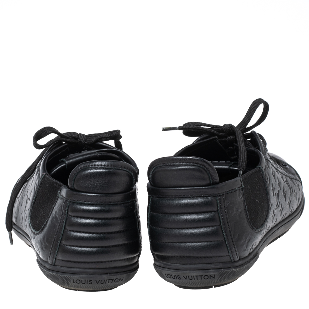 Louis Vuitton Black Monogram Empreinte Leather Sneakers Size 38