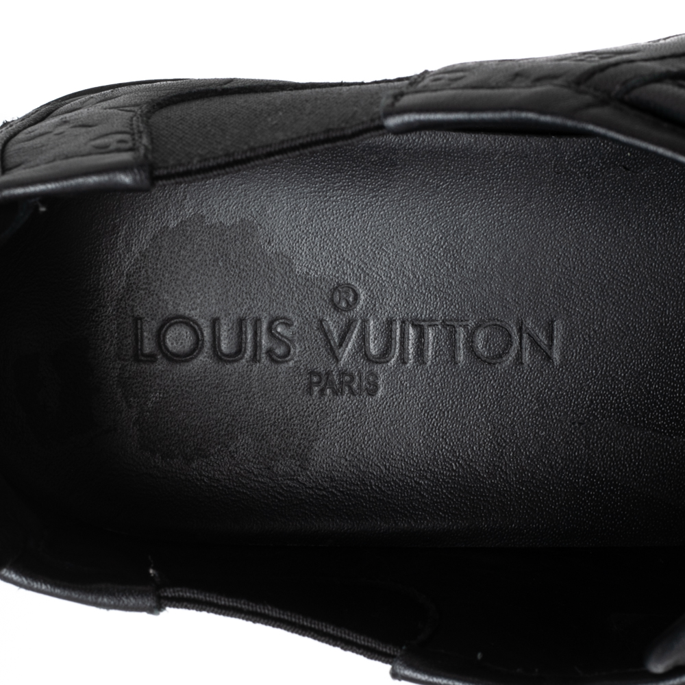 Louis Vuitton Black Monogram Empreinte Leather Sneakers Size 38