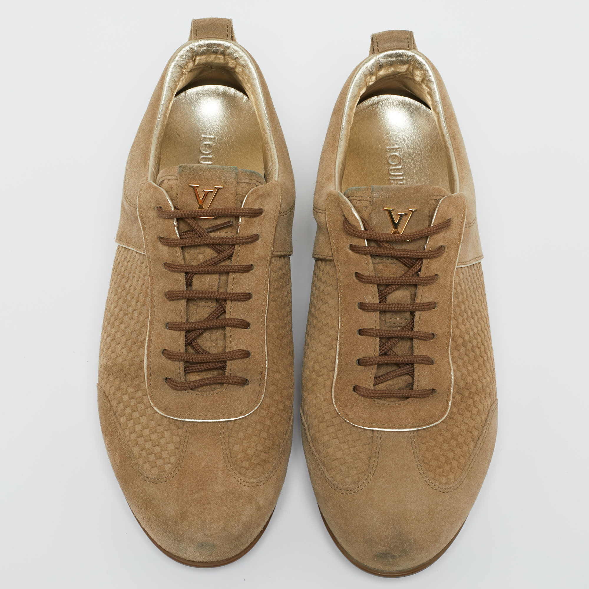 Louis Vuitton Beige Suede Low Top Sneakers Size 36.5