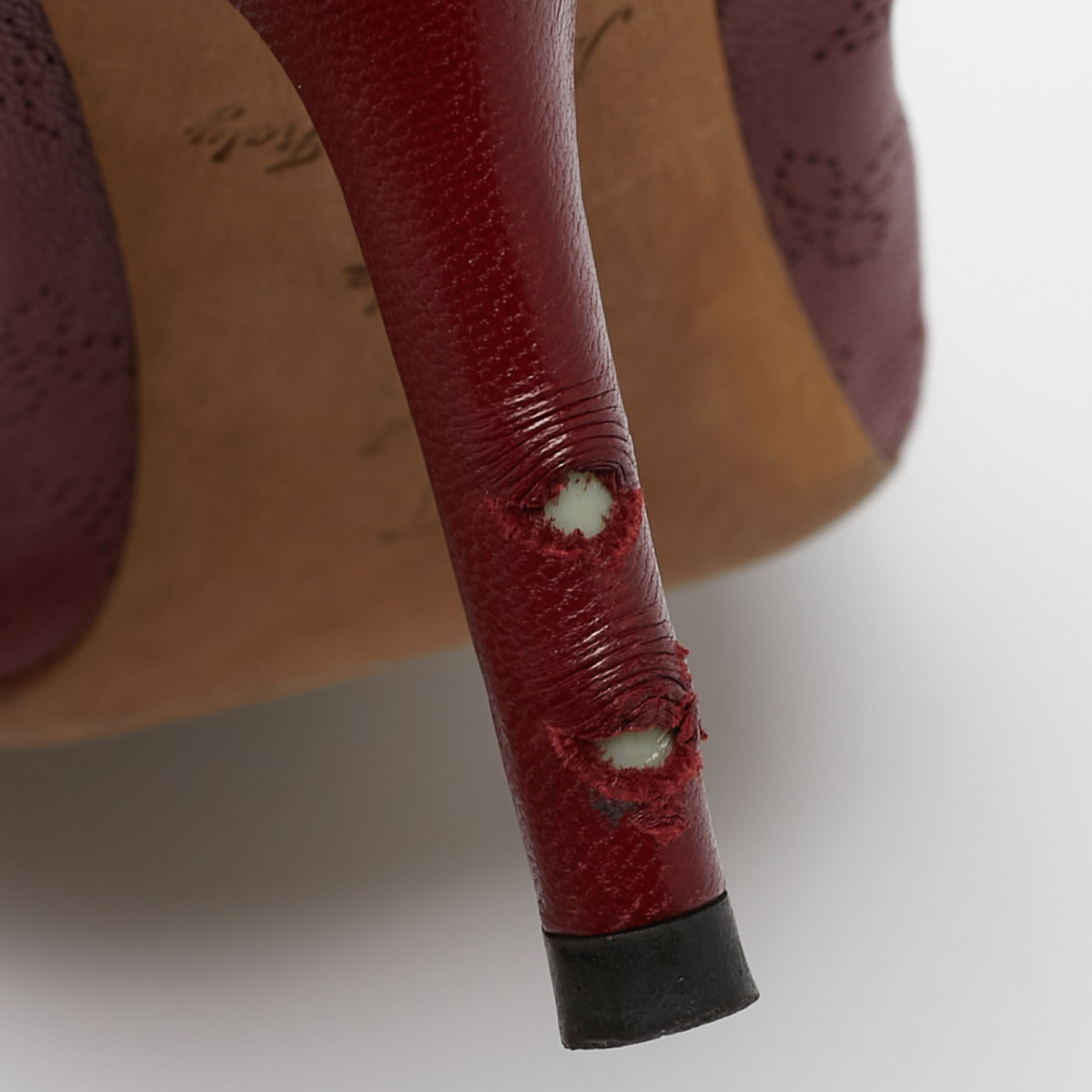 Louis Vuitton Burgundy Leather Bow Fiance Pumps Size 36.5