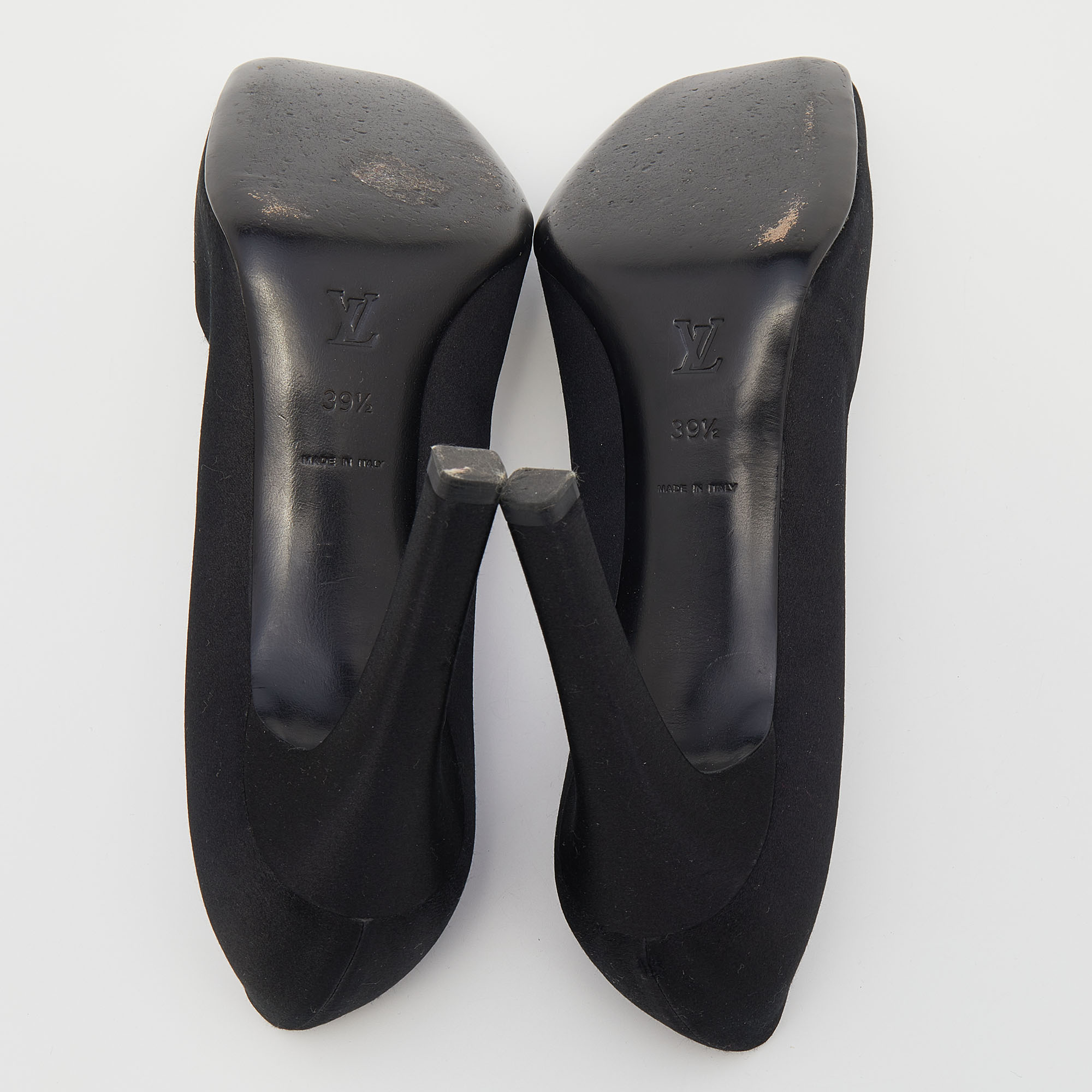 Louis Vuitton Black Satin Crystal Embellished Square Toe Pumps Size 39.5