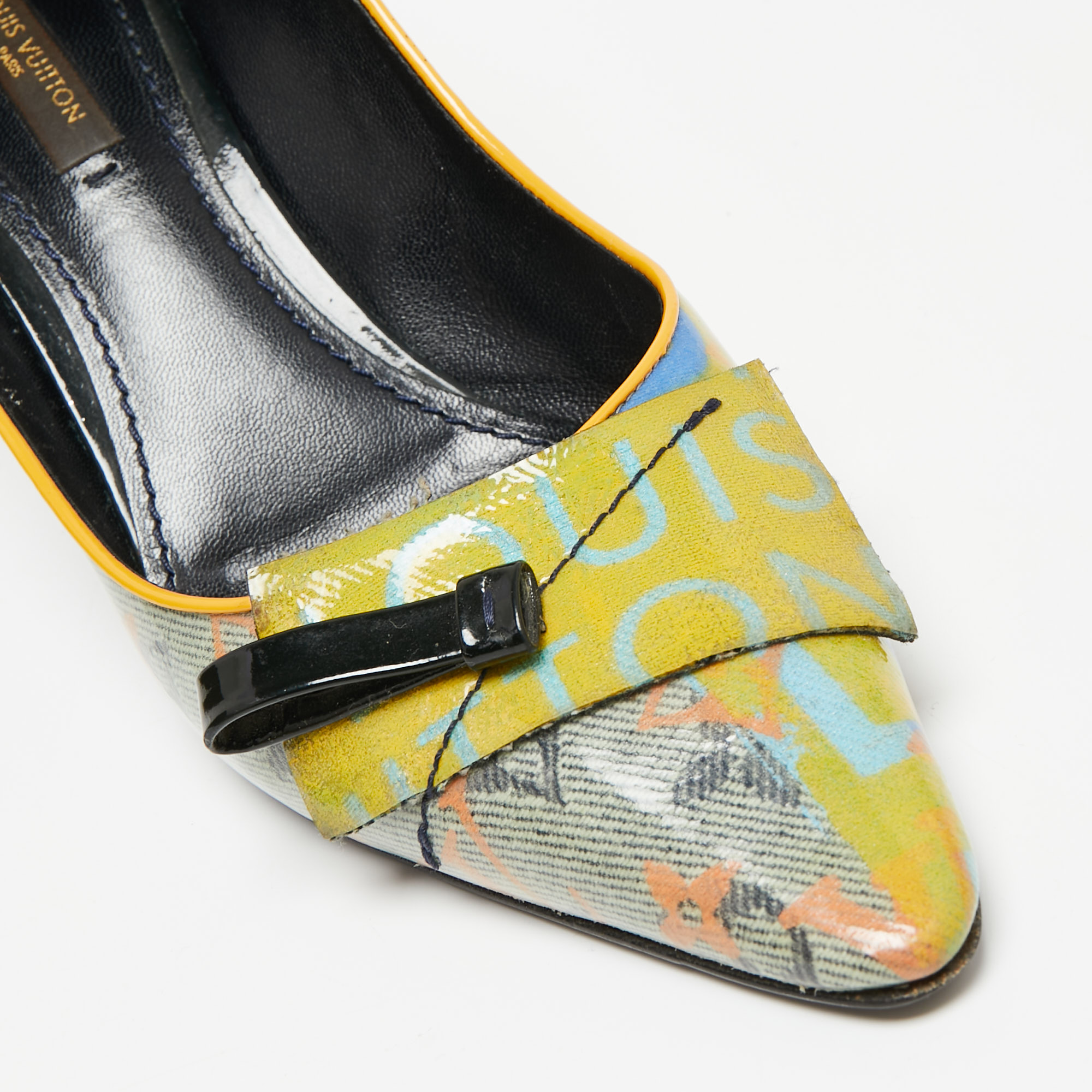 Louis Vuitton Multicolor Monogram Coated Denim Richard Prince Flash Pulp Pointed Toe Pumps Size 37.5