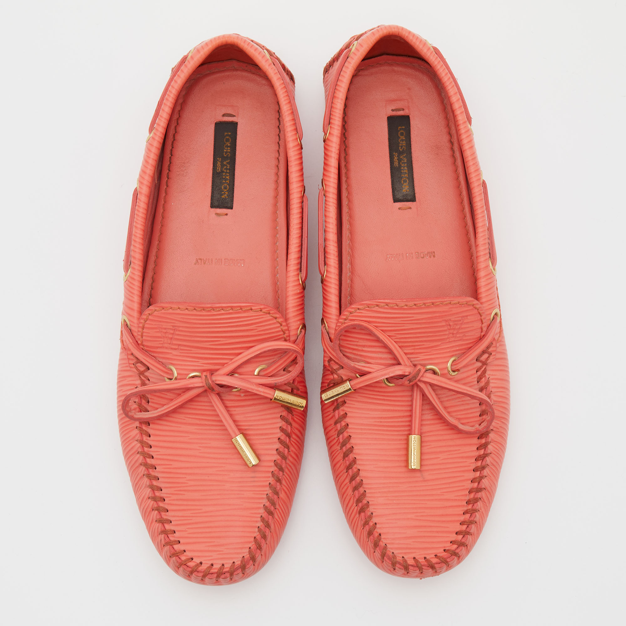 Louis Vuitton Orange Epi Leather Bow Slip On Loafers Size 37