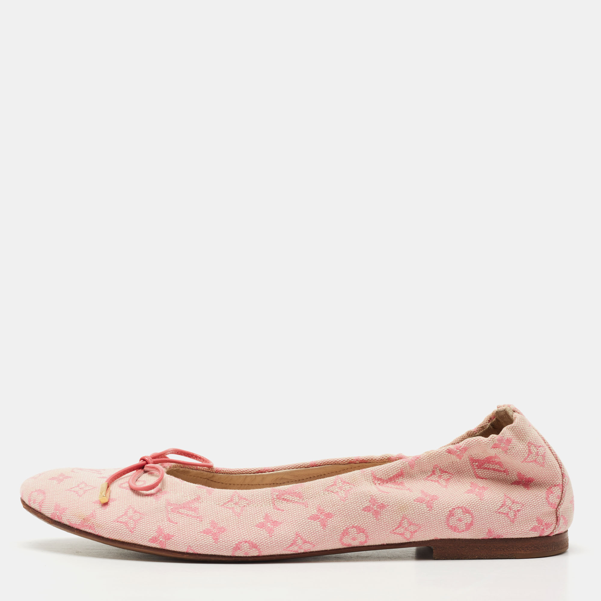 Louis vuitton pink monogram canvas mini lin ballet flats size 36.5