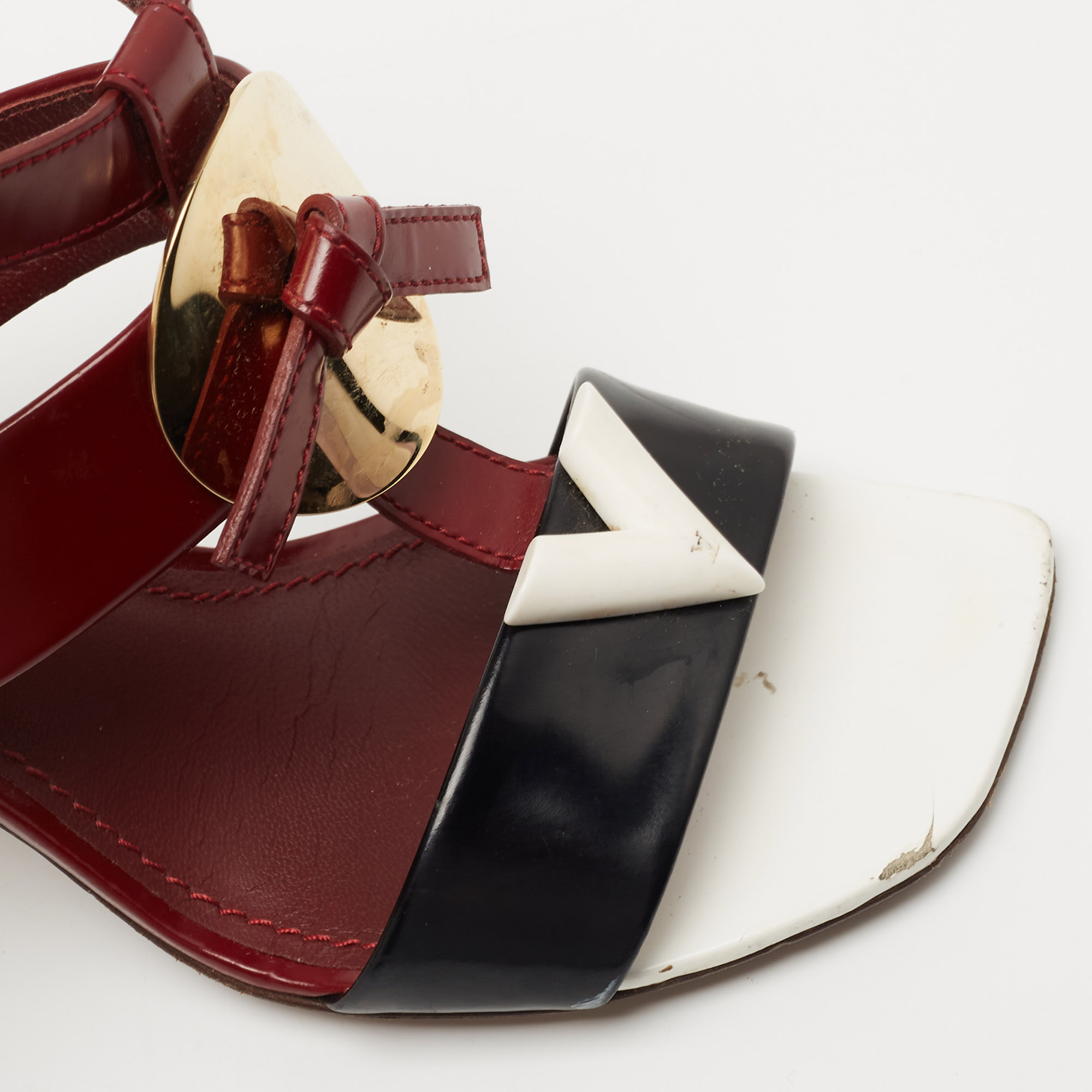 Louis Vuitton Tricolor Leather Ankle Strap Sandals Size 36.5