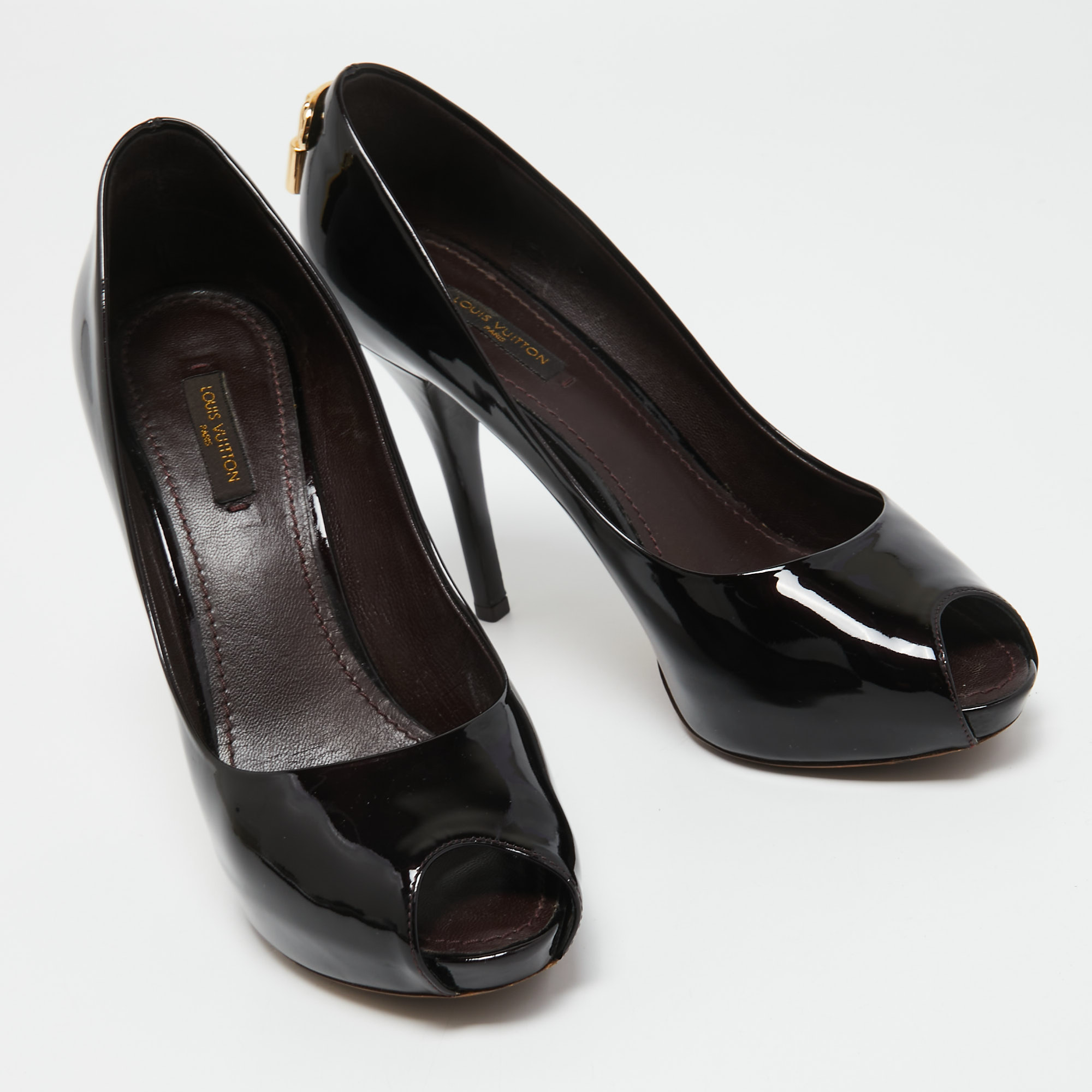 Louis Vuitton Burgundy Patent Leather Oh Really! Pumps Size 38