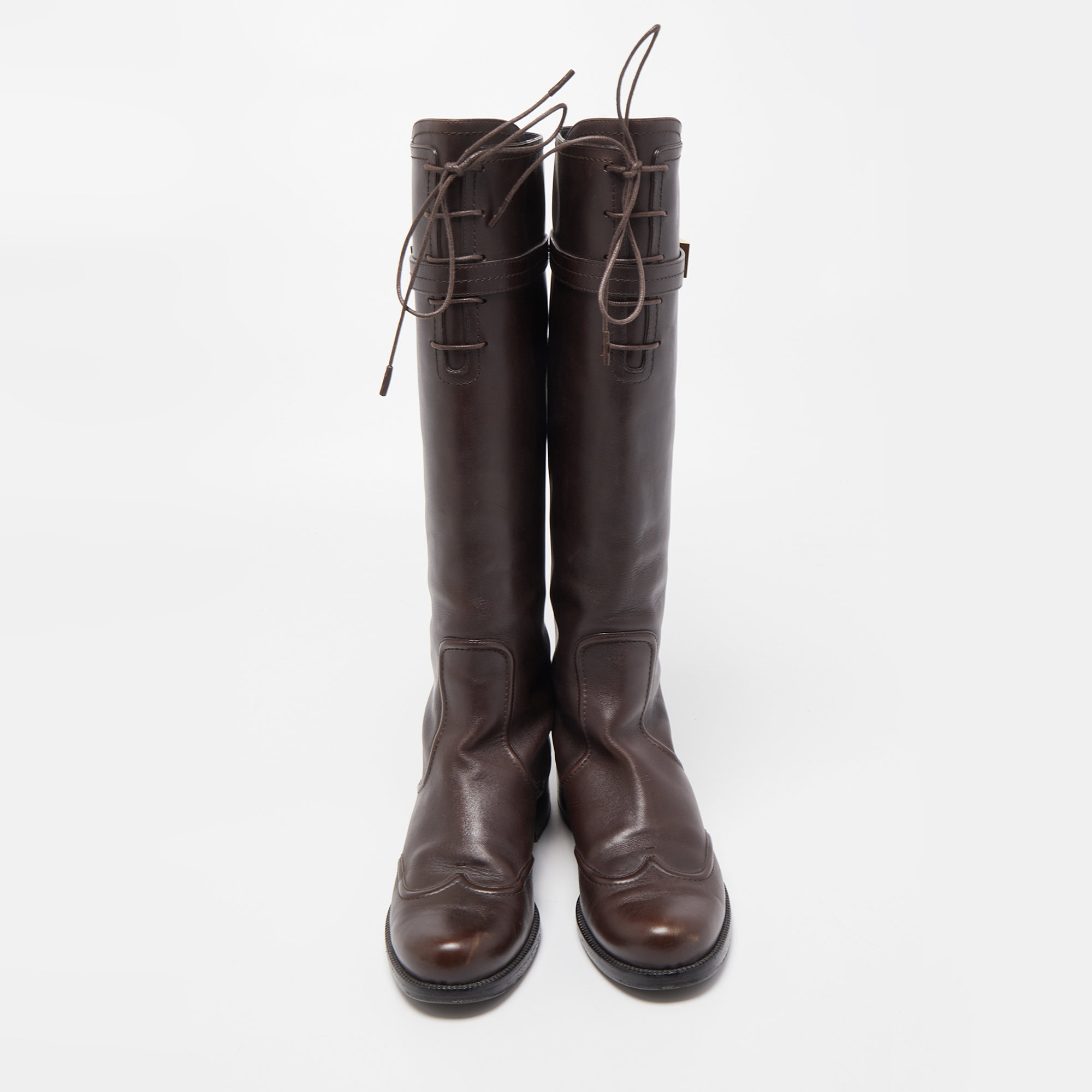 Louis Vuitton Brown Leather Knee Length Boots Size 39