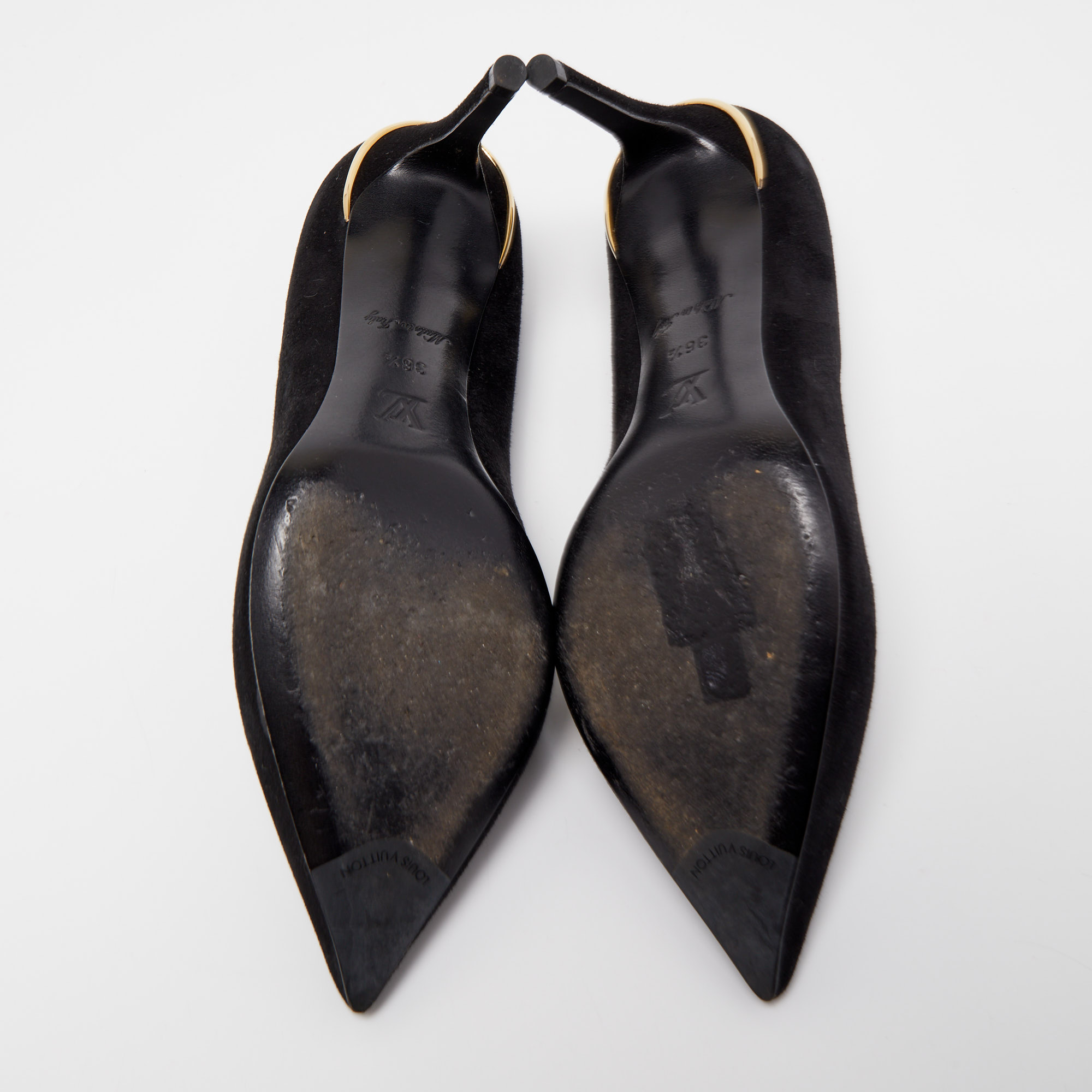 Louis Vuitton Black Suede Pointed Toe Pumps Size 36.5