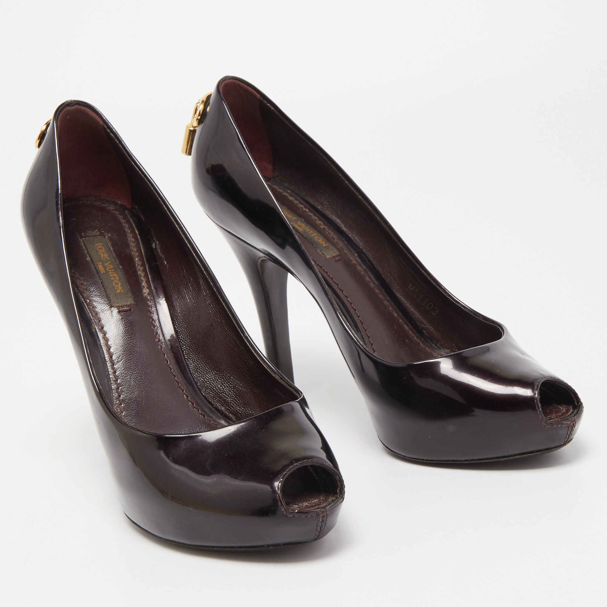 Louis Vuitton Dark Burgundy Patent Leather Oh Really! Pumps Size 36