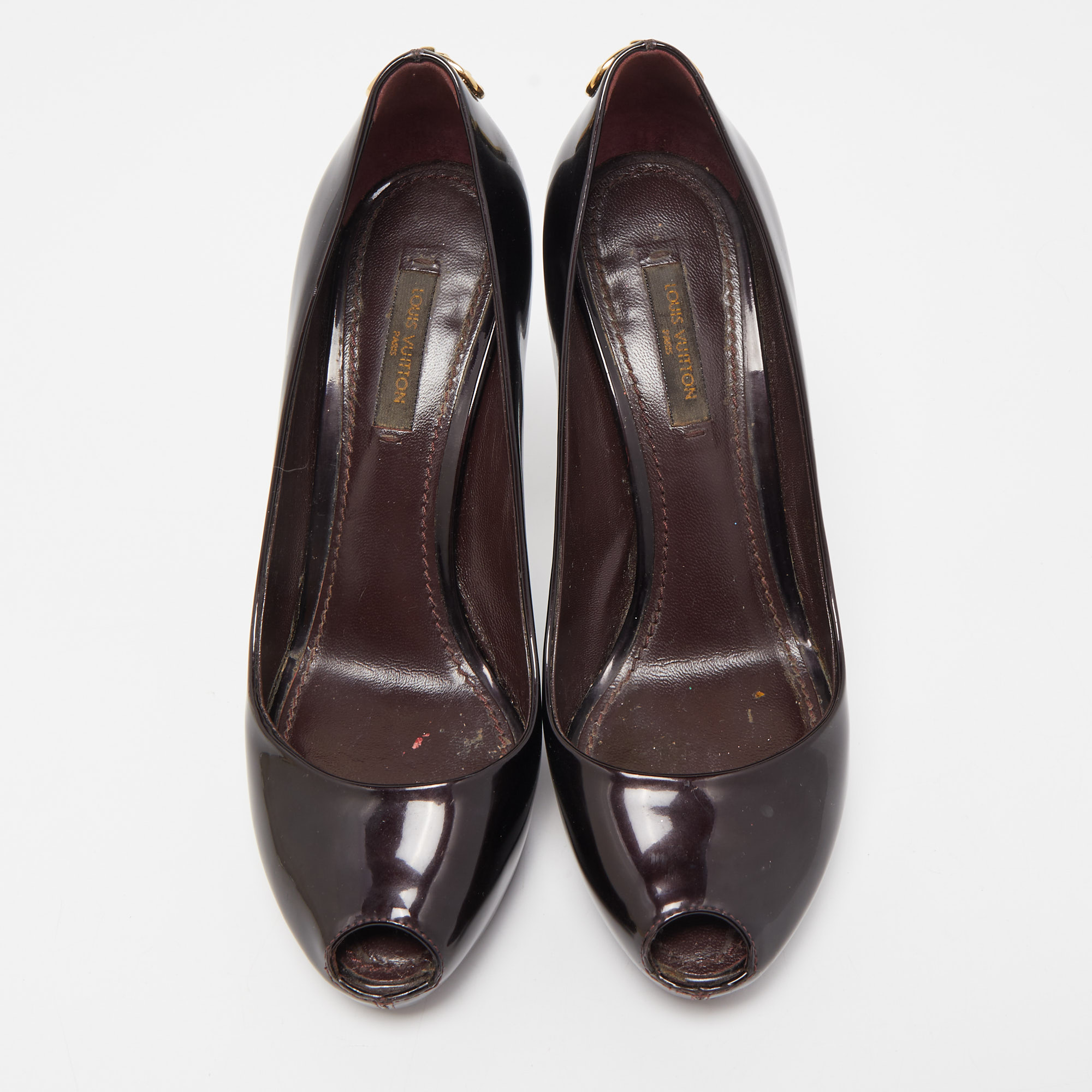 Louis Vuitton Dark Burgundy Patent Leather Oh Really! Pumps Size 36