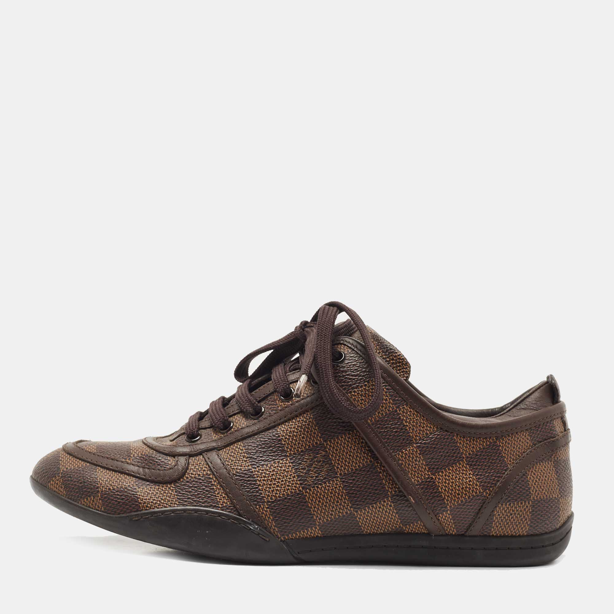 Louis Vuitton Brown Damier Ebene Canvas And Leather Low Top Sneakers Size 35.5