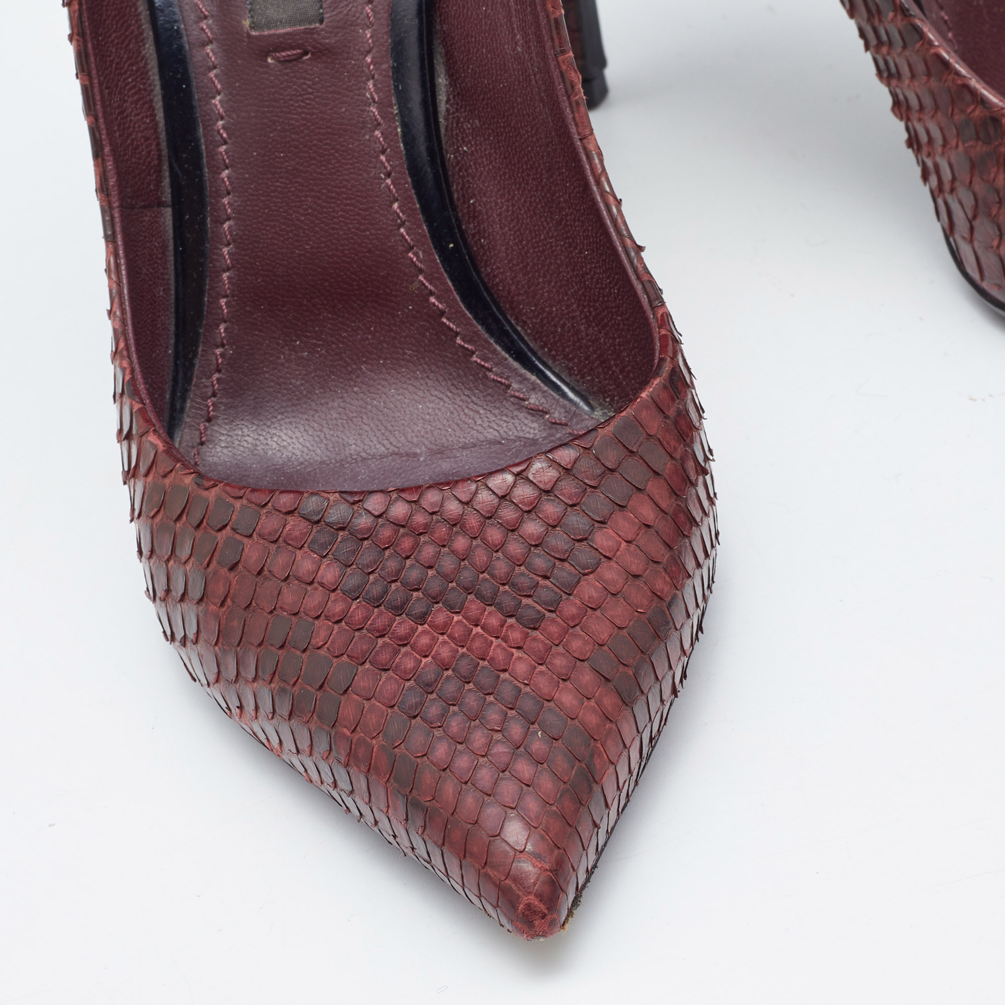 Louis Vuitton Burgundy Python Leather Slip On  Pumps Size 34.5