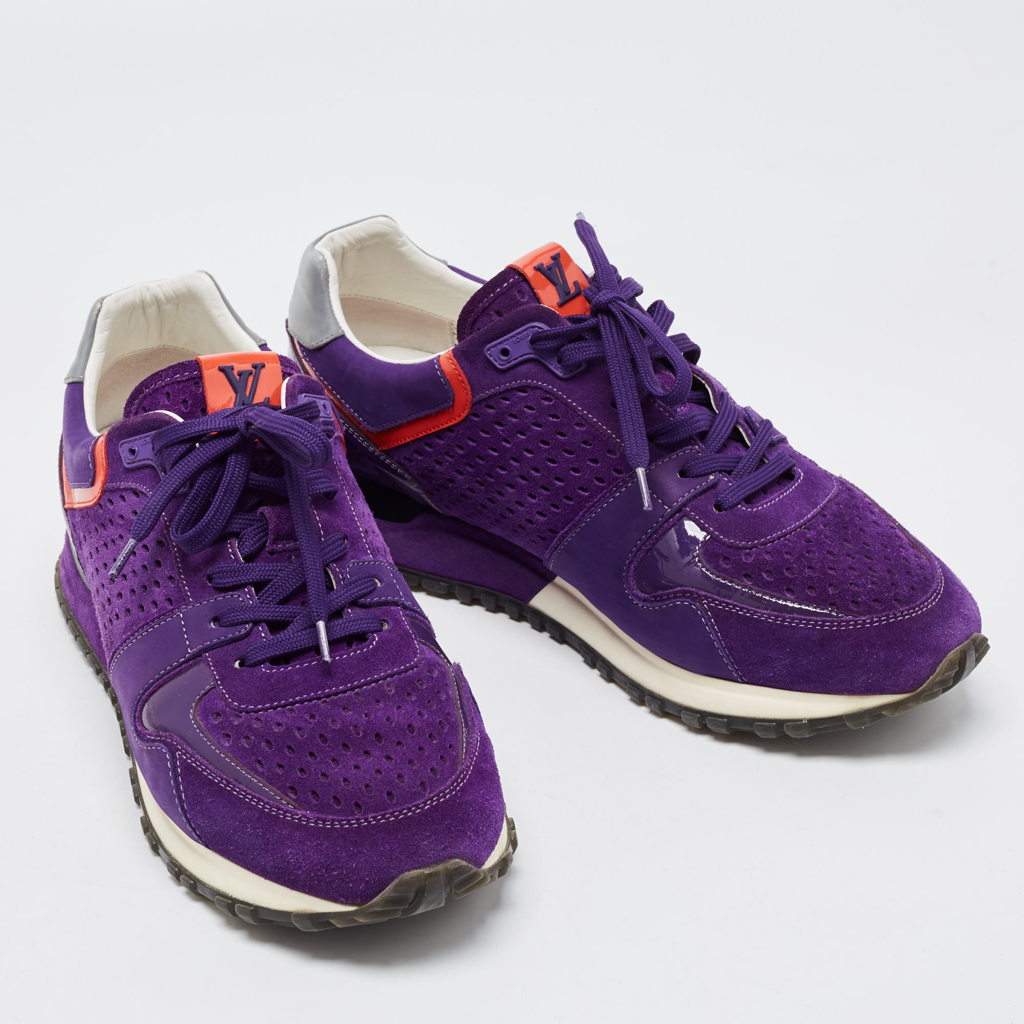 Louis Vuitton Purple Suede And Mesh Run Away  Sneakers Size 40